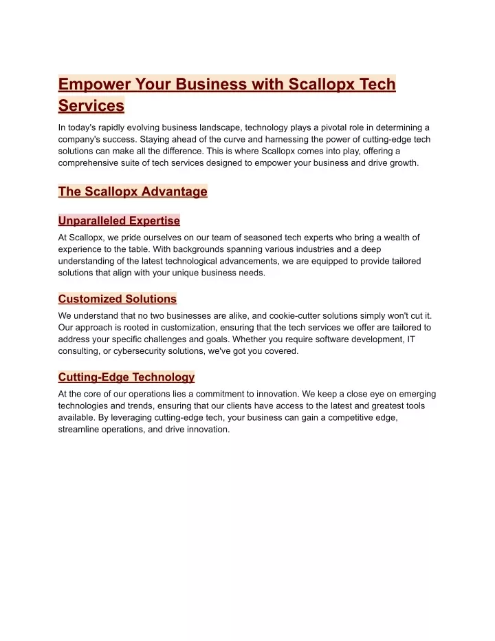 empower your business with scallopx tech services