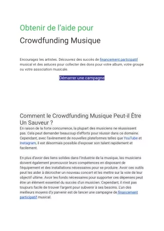 obtenir de l aide pour crowdfunding musique