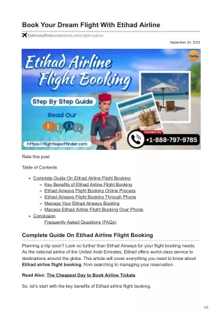 Book Your Dream Flight With Etihad Airline