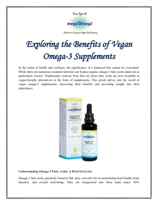 Exploring the Benefits of Vegan Omega-3 Supplements