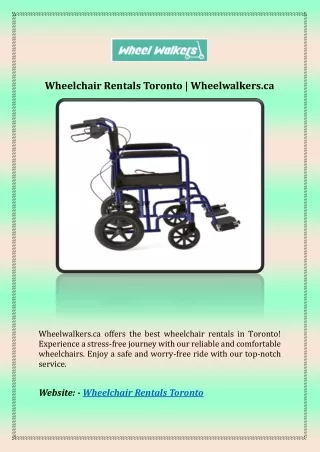 Wheelchair Rentals Toronto | Wheelwalkers
