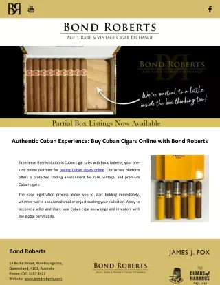 Authentic Cuban Experience: Buy Cuban Cigars Online with Bond Roberts
