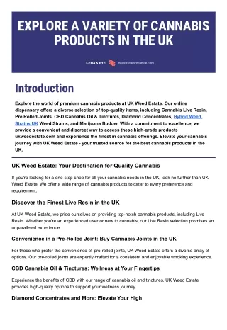 explore a variety of cannabis products in the uk