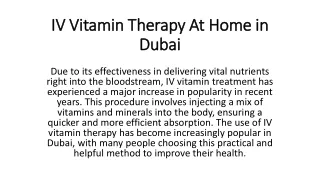 IV Vitamin Therapy At Home in Dubai