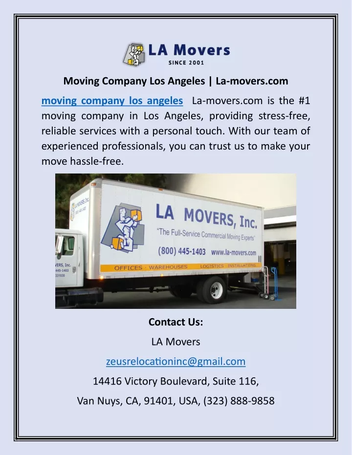 moving company los angeles la movers com