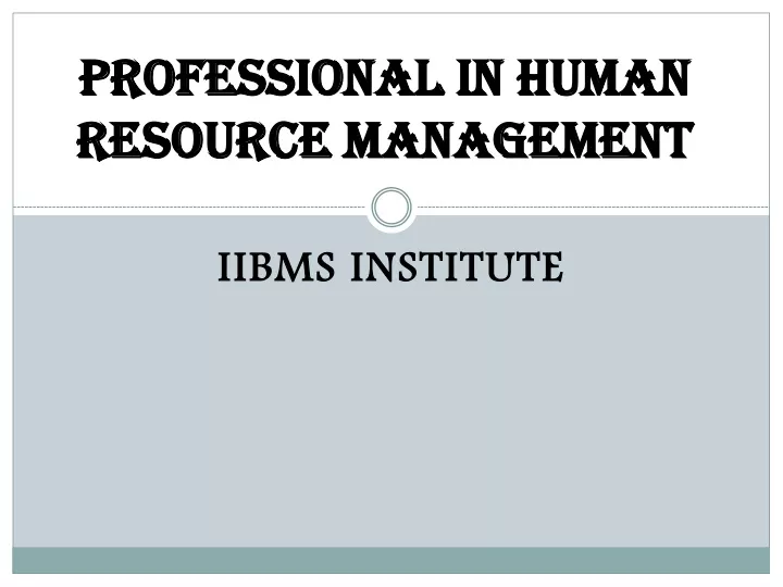 professional in human resource management