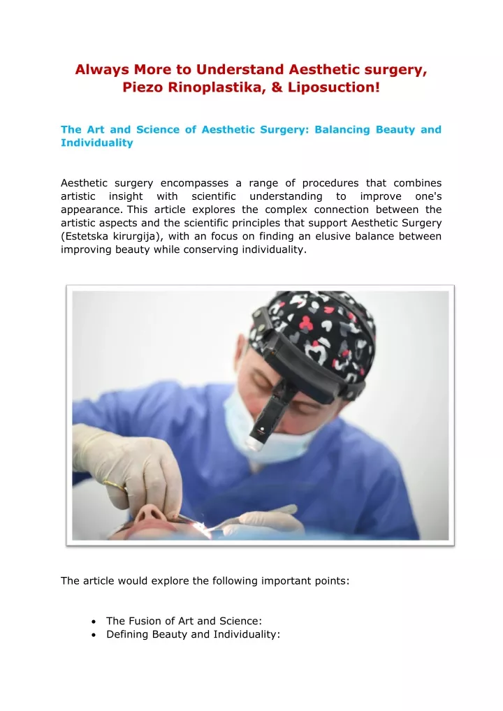 always more to understand aesthetic surgery piezo