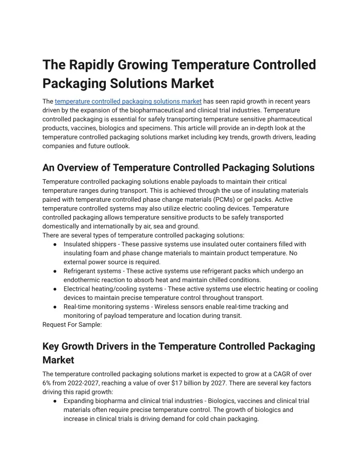 the rapidly growing temperature controlled