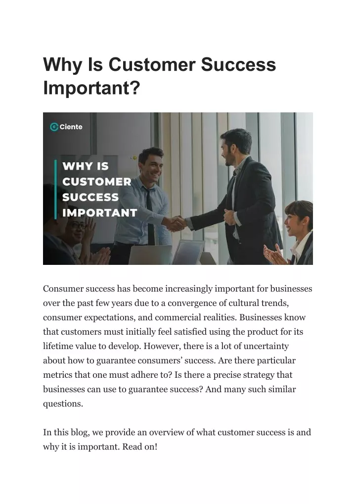 why is customer success important