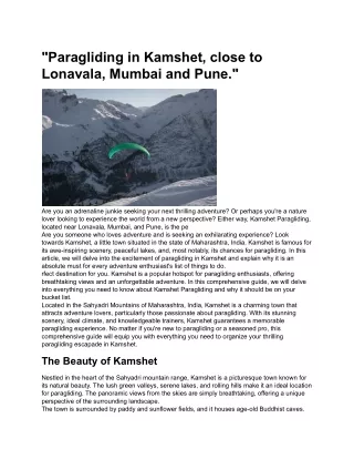 _Paragliding in Kamshet, close to Lonavala, Mumbai and Pune._