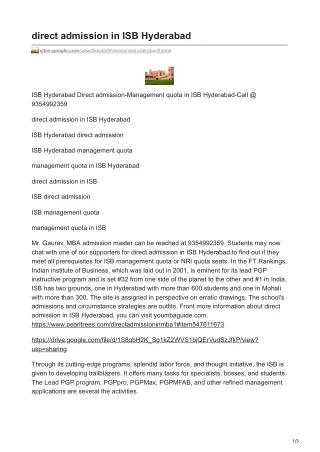 direct admission in isb hyderabad