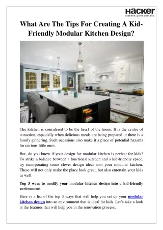 What Are The Tips For Creating A Kid-Friendly Modular Kitchen Design?