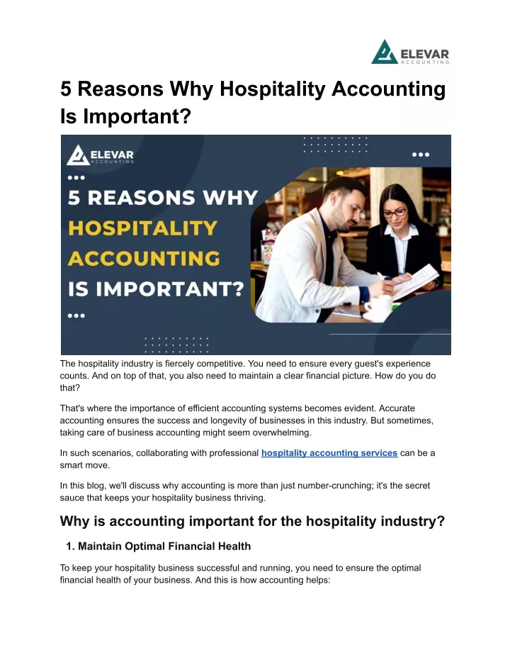5 reasons why hospitality accounting is important