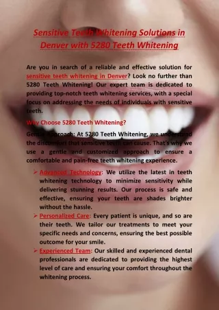 Sensitive Teeth Whitening Solutions in Denver with 5280 Teeth Whitening