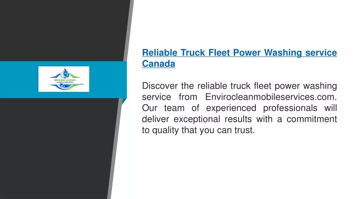 reliable truck fleet power washing service canada