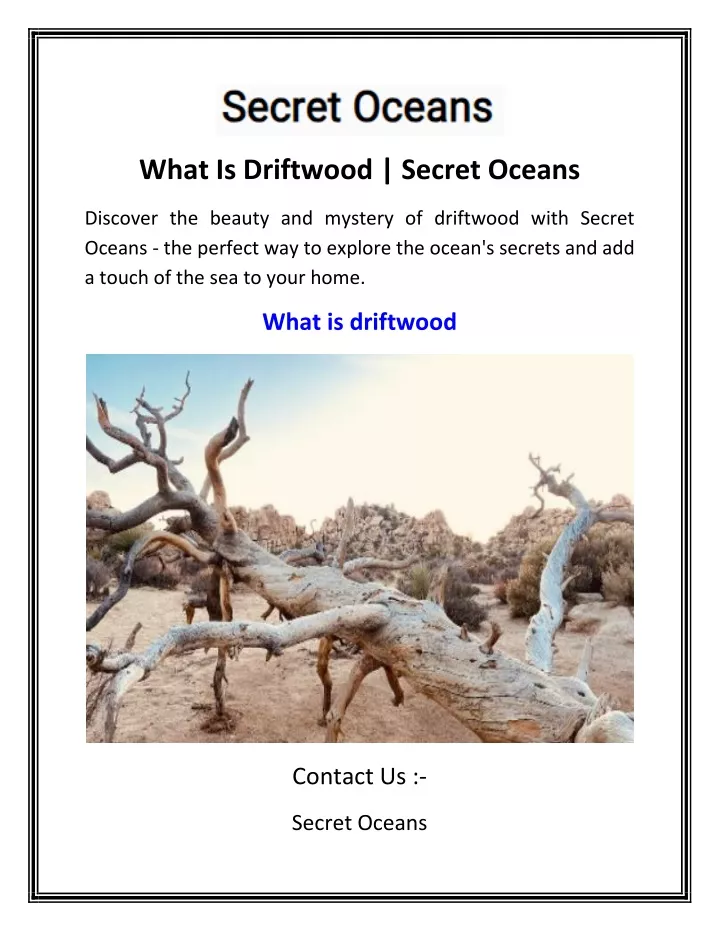 what is driftwood secret oceans