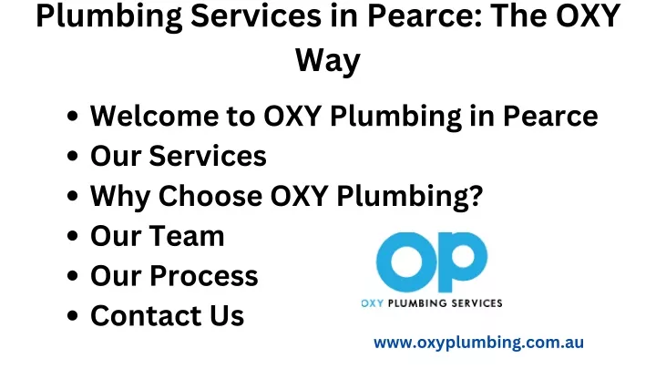 plumbing services in pearce the oxy way