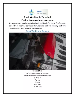 Truck Washing In Toronto | Envirocleanmobileservices.com
