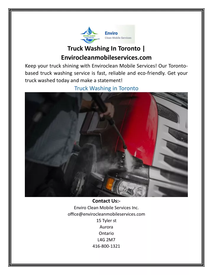 truck washing in toronto