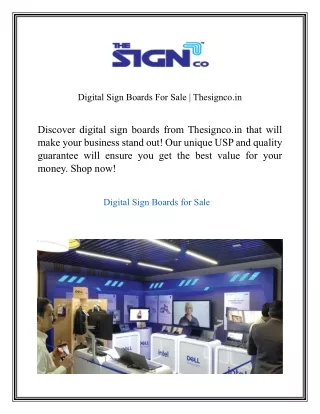 Digital Sign Boards For Sale Thesignco.in