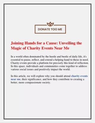 Joining Hands for a Cause Unveiling the Magic of Charity Events Near Me