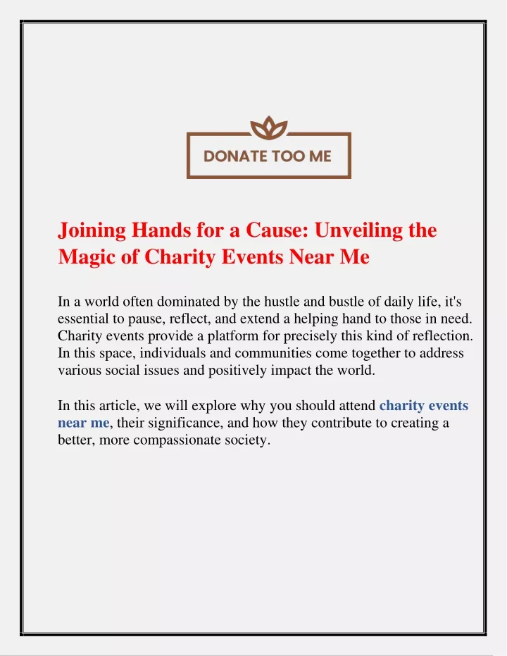 joining hands for a cause unveiling the magic