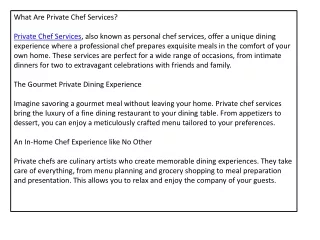 Private Chef Services