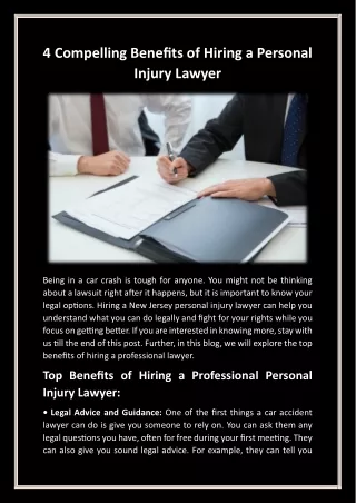 4 Compelling Benefits of Hiring a Personal Injury Lawyer
