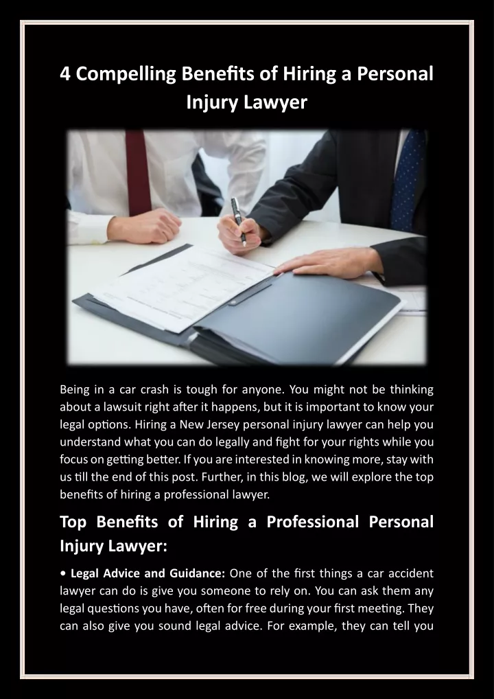 4 compelling benefits of hiring a personal injury