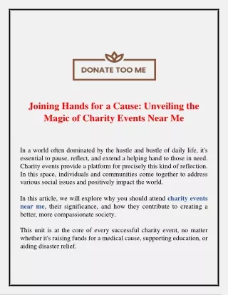 Joining Hands for a Cause Unveiling the Magic of Charity Events Near Me