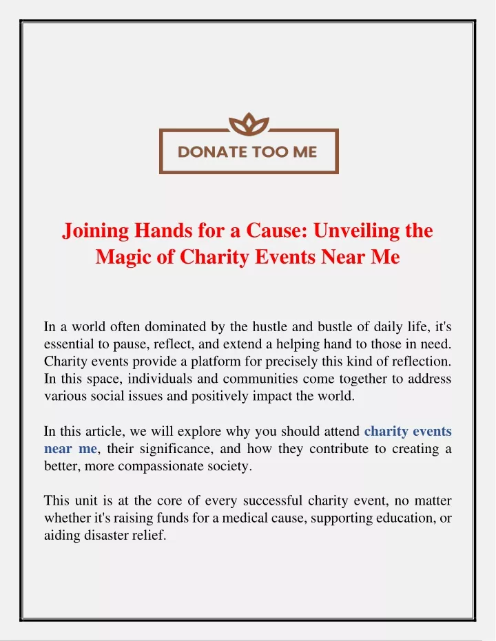 joining hands for a cause unveiling the magic