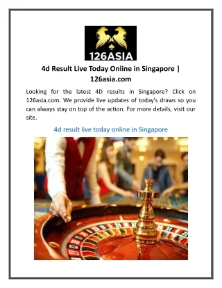 4d result live today online in singapore 126asia