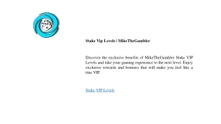 Stake Vip Levels | MikeTheGambler