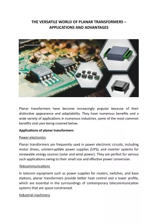 the versatile world of planar transformers