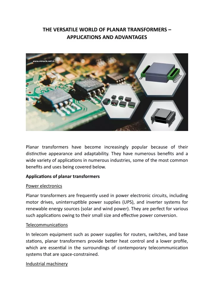 the versatile world of planar transformers