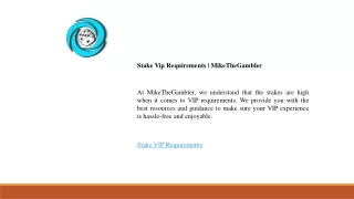Stake Vip Requirements  MikeTheGambler