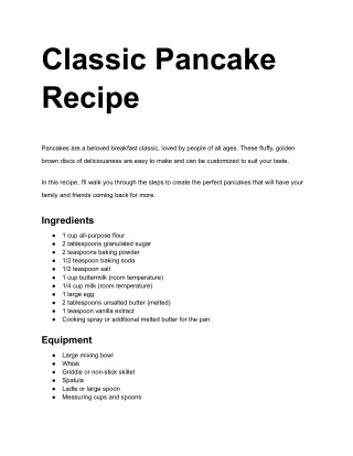 Classic Pancake Recipe