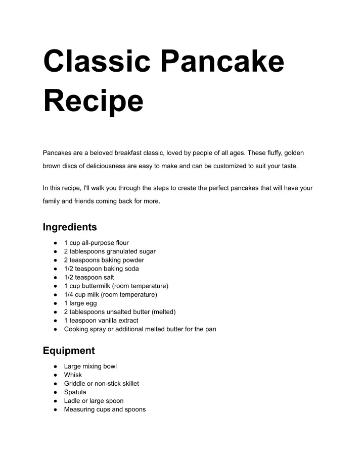 classic pancake recipe