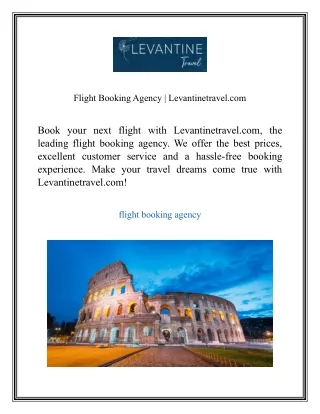 Flight Booking Agency  Levantinetravel