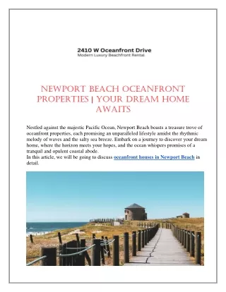 Newport Beach Oceanfront Properties | Your Dream Home Awaits
