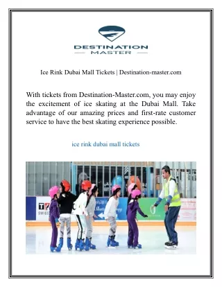 Ice Rink Dubai Mall Tickets  Destination-master