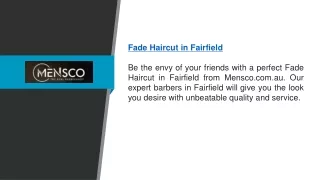 Fade Haircut In Fairfield | Mensco.com.au