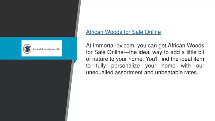 african woods for sale online at immortal
