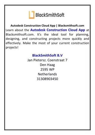 autodesk construction cloud app blacksmithsoft