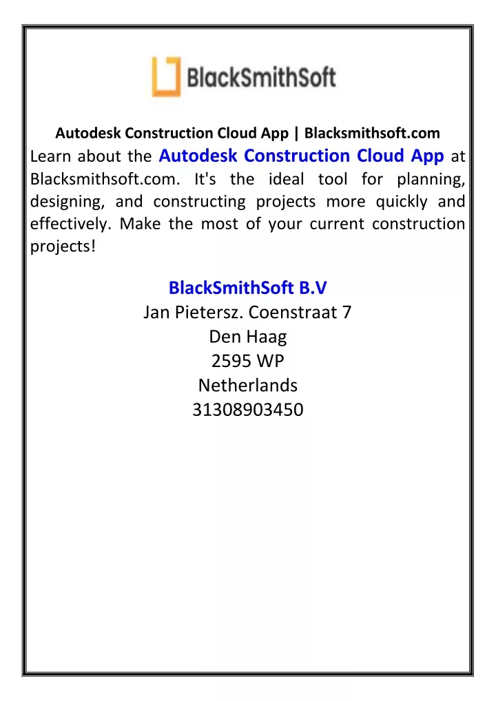 autodesk construction cloud app blacksmithsoft