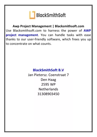 awp project management blacksmithsoft