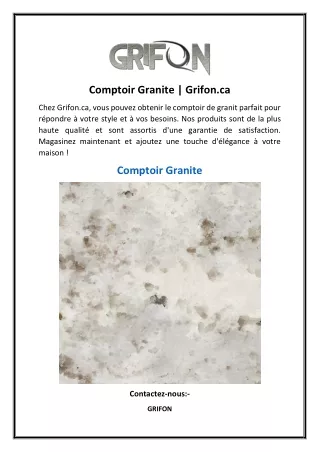 Comptoir Granite | Grifon.ca