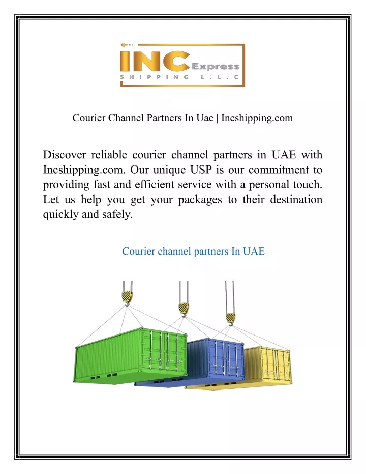 courier channel partners in uae incshipping com