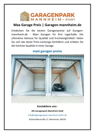 Max Garage Preis | Garagen-mannheim.de