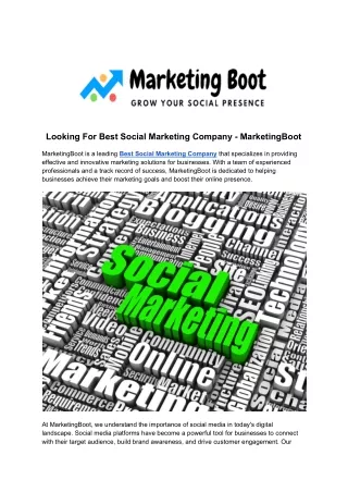 Looking For Best Social Marketing Company - MarketingBoot